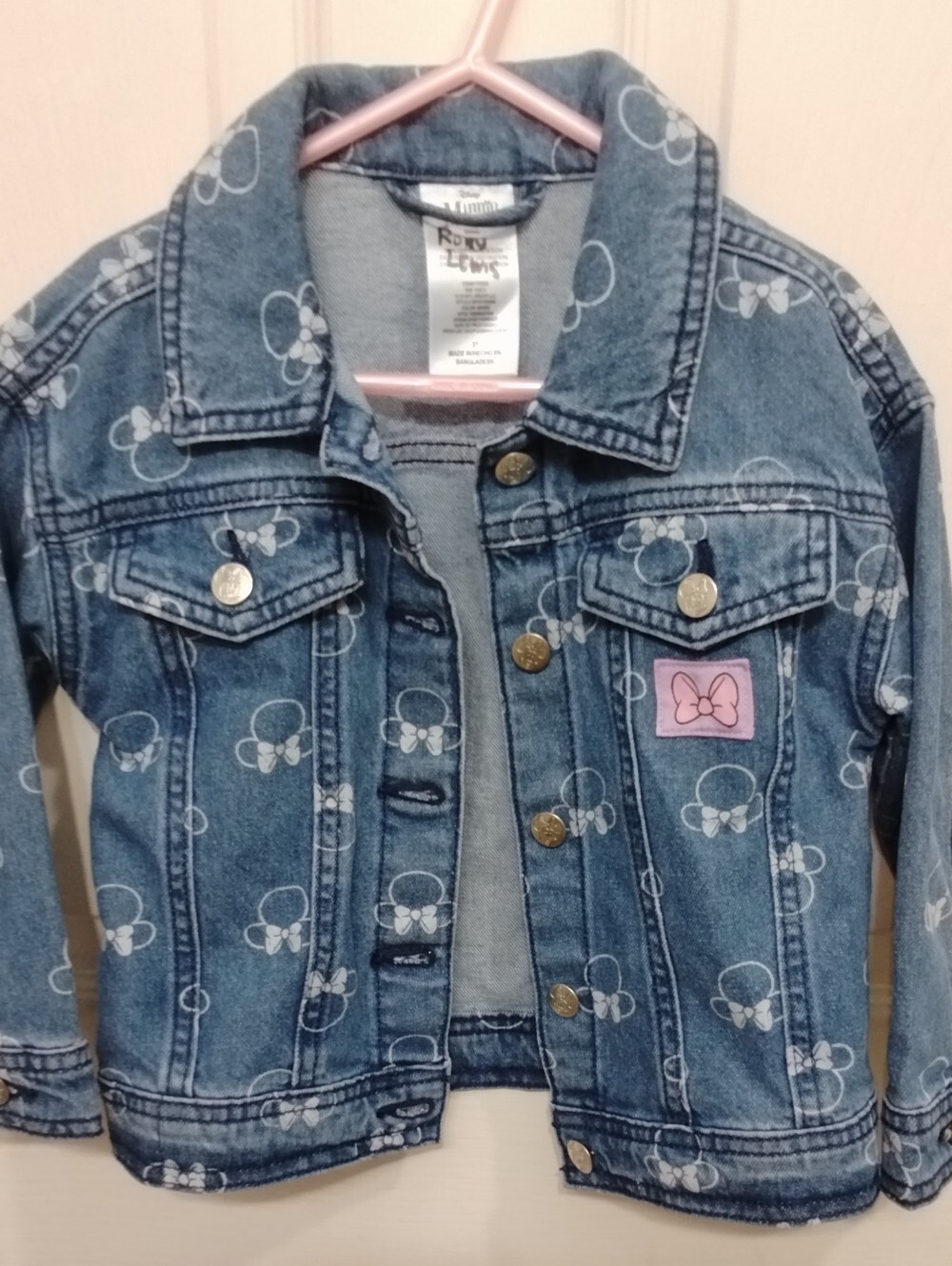 Minnie Mouse Blue Denim Toddler 3T Girls Jacket w Minnie Mouse Print 3915F